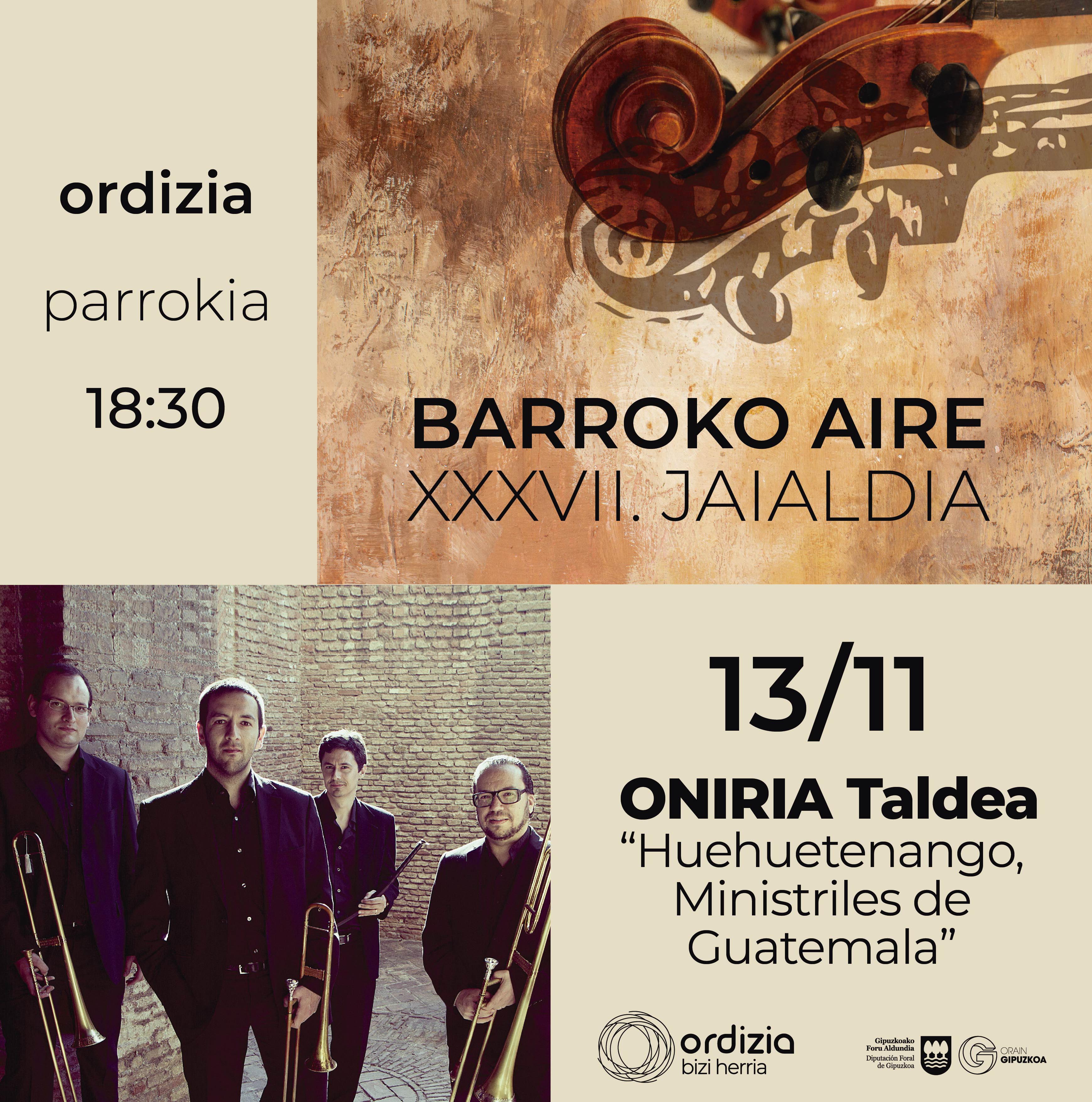 El grupo Oniria será protagonista este domingo en Barroko Aire