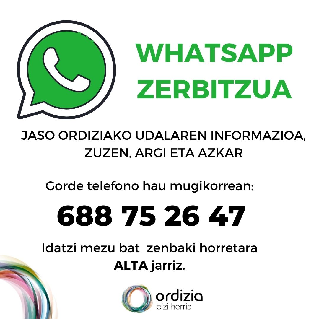 Ordiziako Udalak Whatsapp zerbitzua abiatu du