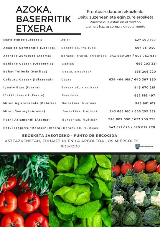 Ordizia. Asteazkena azoka. Ekoizle zerrenda